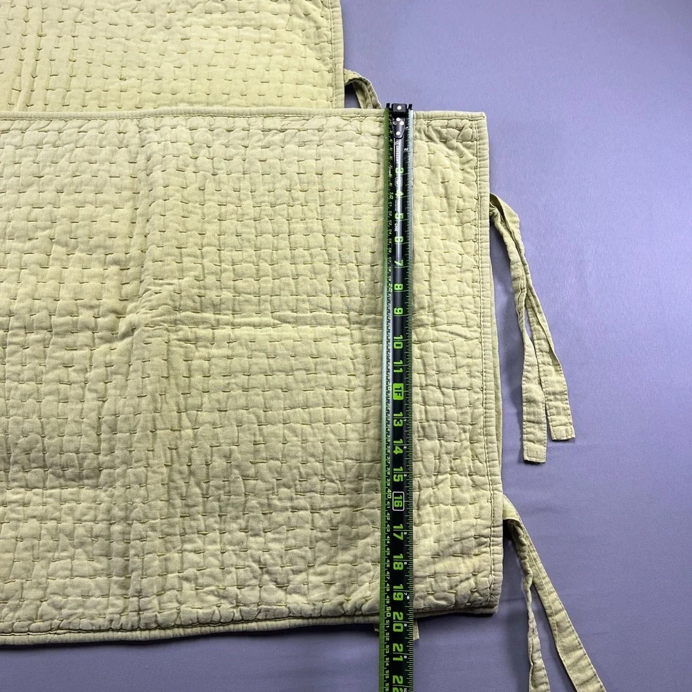 Set Of 2 Pottery Barn Pick Stitch Handcrafted Standard Pillow Shams Green Cotton